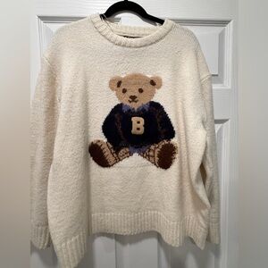 Cozy Cream Sweater with Bear Design